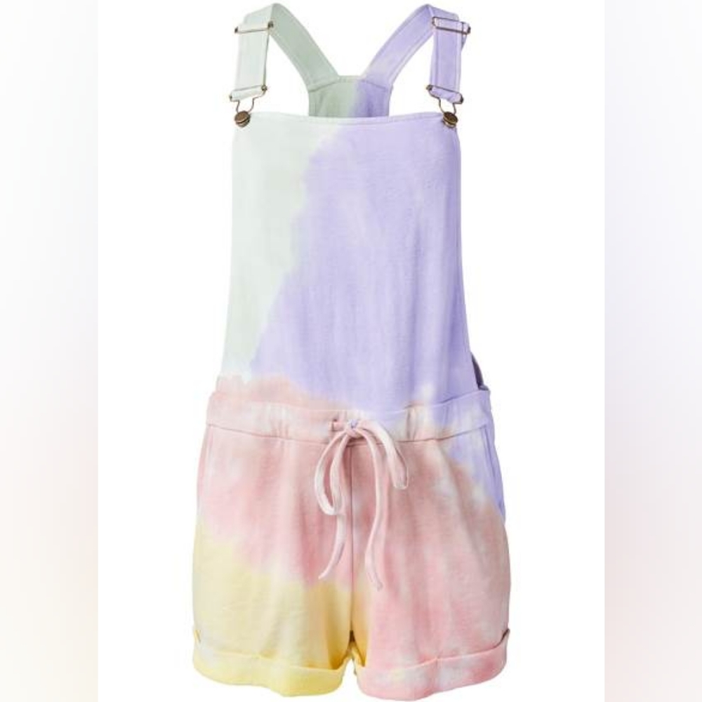 VENUS Pastel Tie-Dye Off-Shoulder Romper in Lavender, Pink, Mint, Yellow